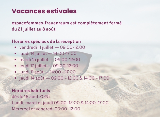 image annonçant les vacances estivales, fermeture et horaires spéciaux